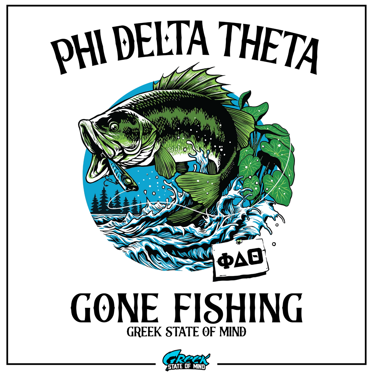 Phi Delta Theta Graphic Hoodie | Gone Fishing | phi delta theta fraternity greek apparel design 