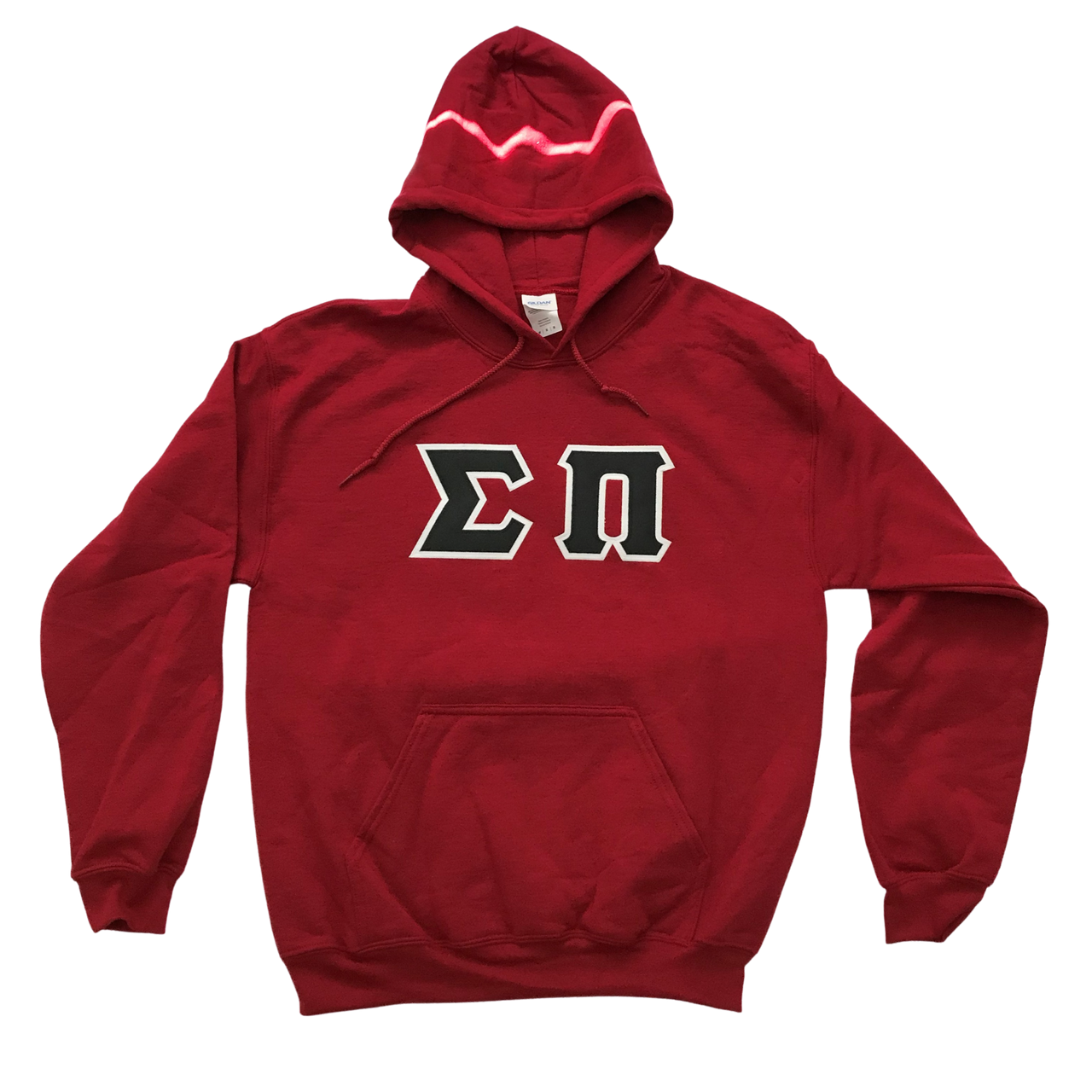 Sigma Pi Stitched Letter Hoodie | Garnet | Black with White Border