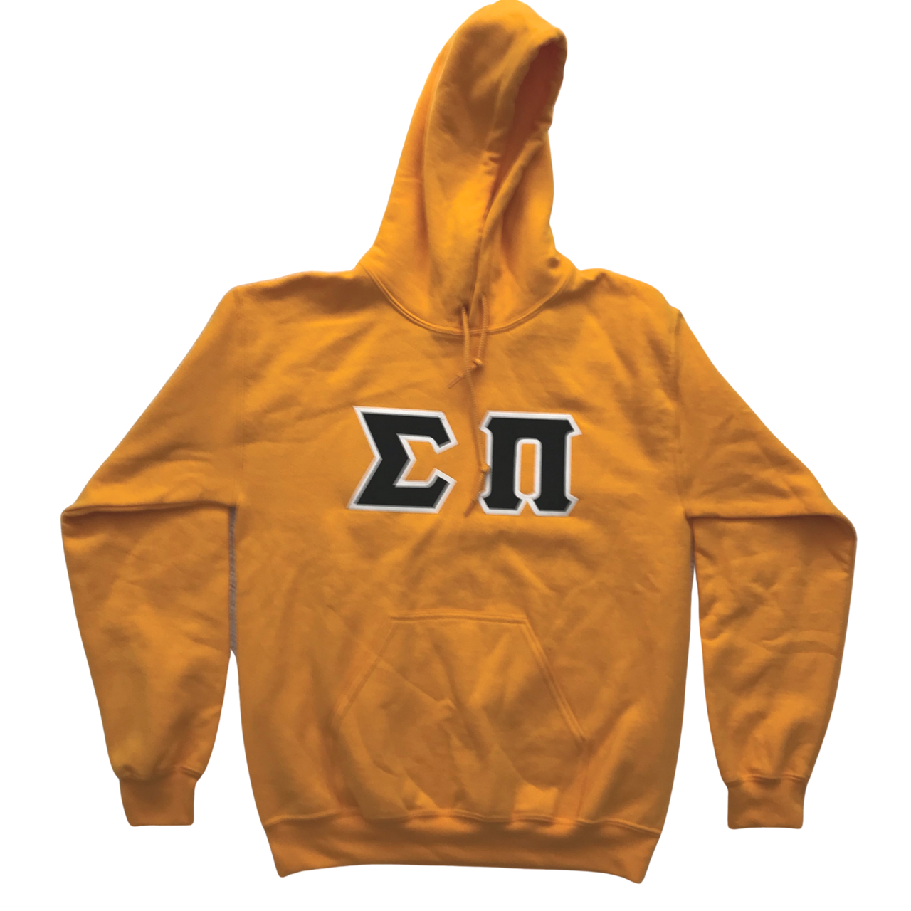 Sigma Pi Stitched Letter Hoodie | Yellow | Black with White border