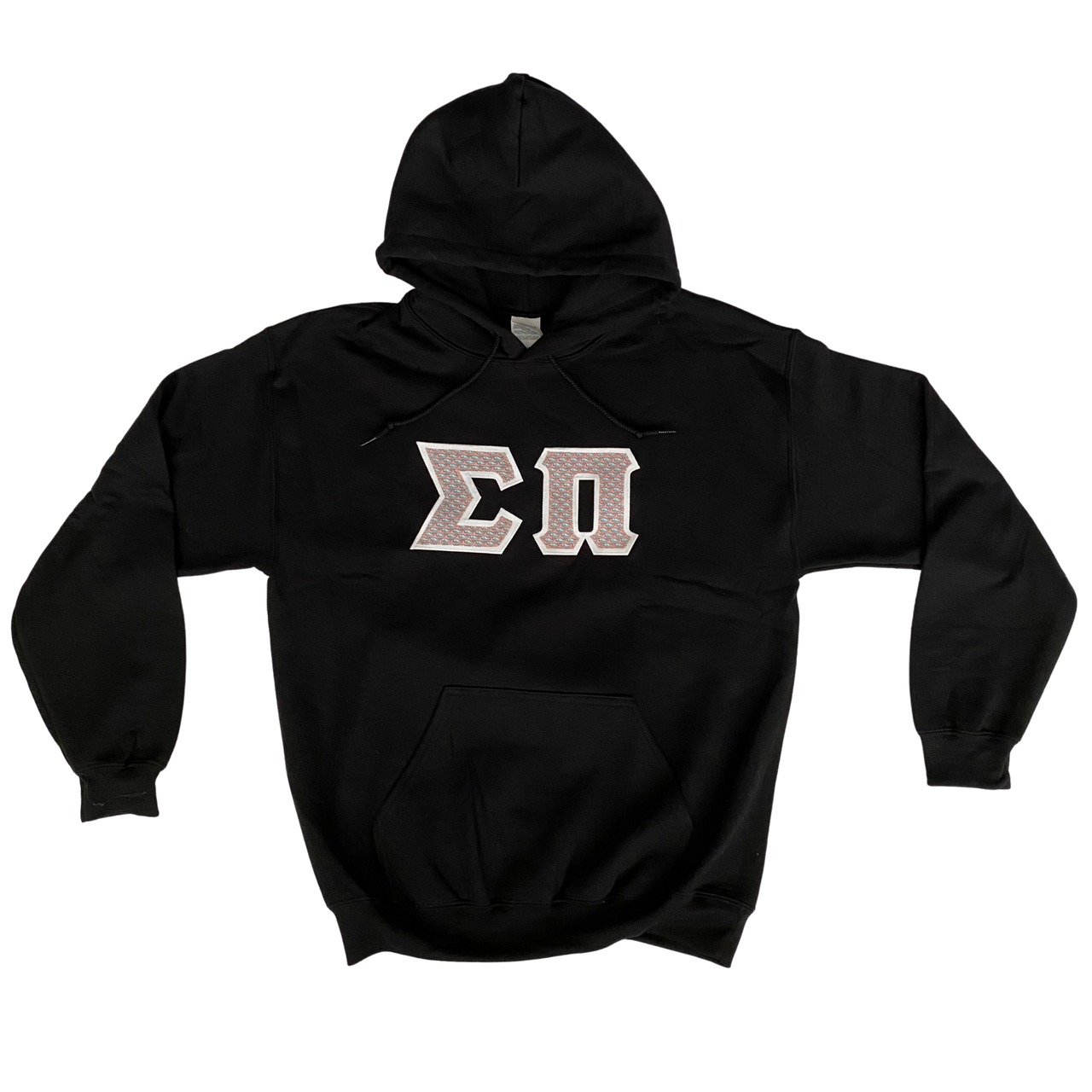 Sigma Pi Stitched Letter Hoodie | Vineyard Vines Whales with White Border