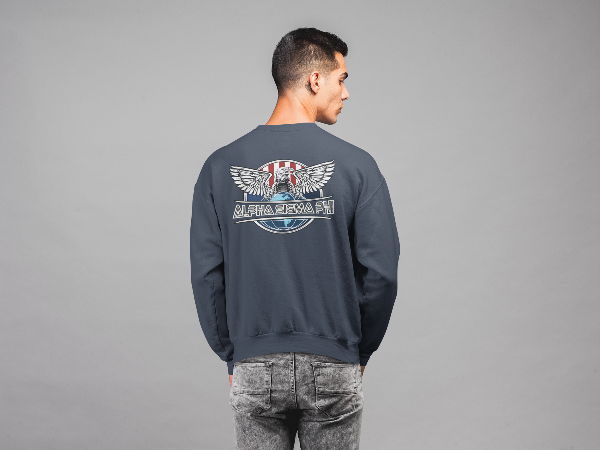 Alpha Sigma Phi Graphic Crewneck Sweatshirt | The Fraternal Order | Alpha Sigma Phi Fraternity Clothes model 