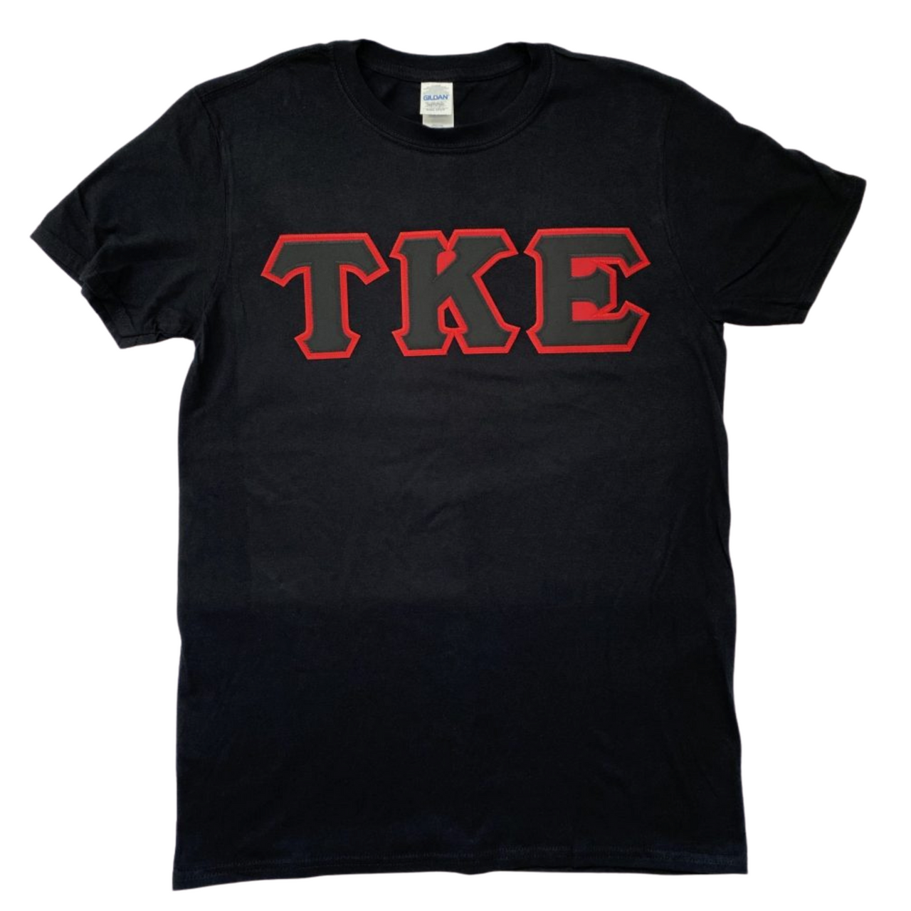 Tau Kappa Epsilon Stitched Letter T-Shirt | Black | Black with Red Border