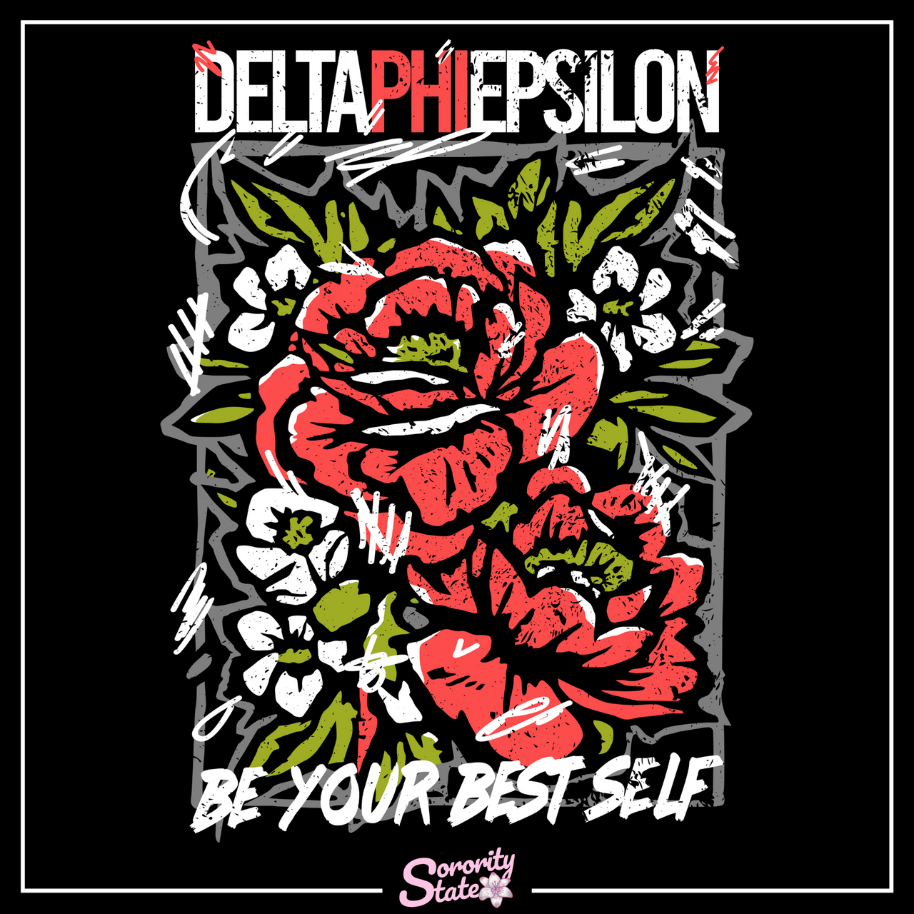 Delta Phi Epsilon Graphic T-Shirt | Grunge Roses