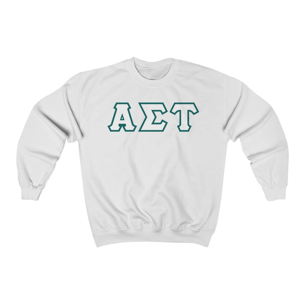 AST Printed Letters | White with Emerald Border Crewnecks