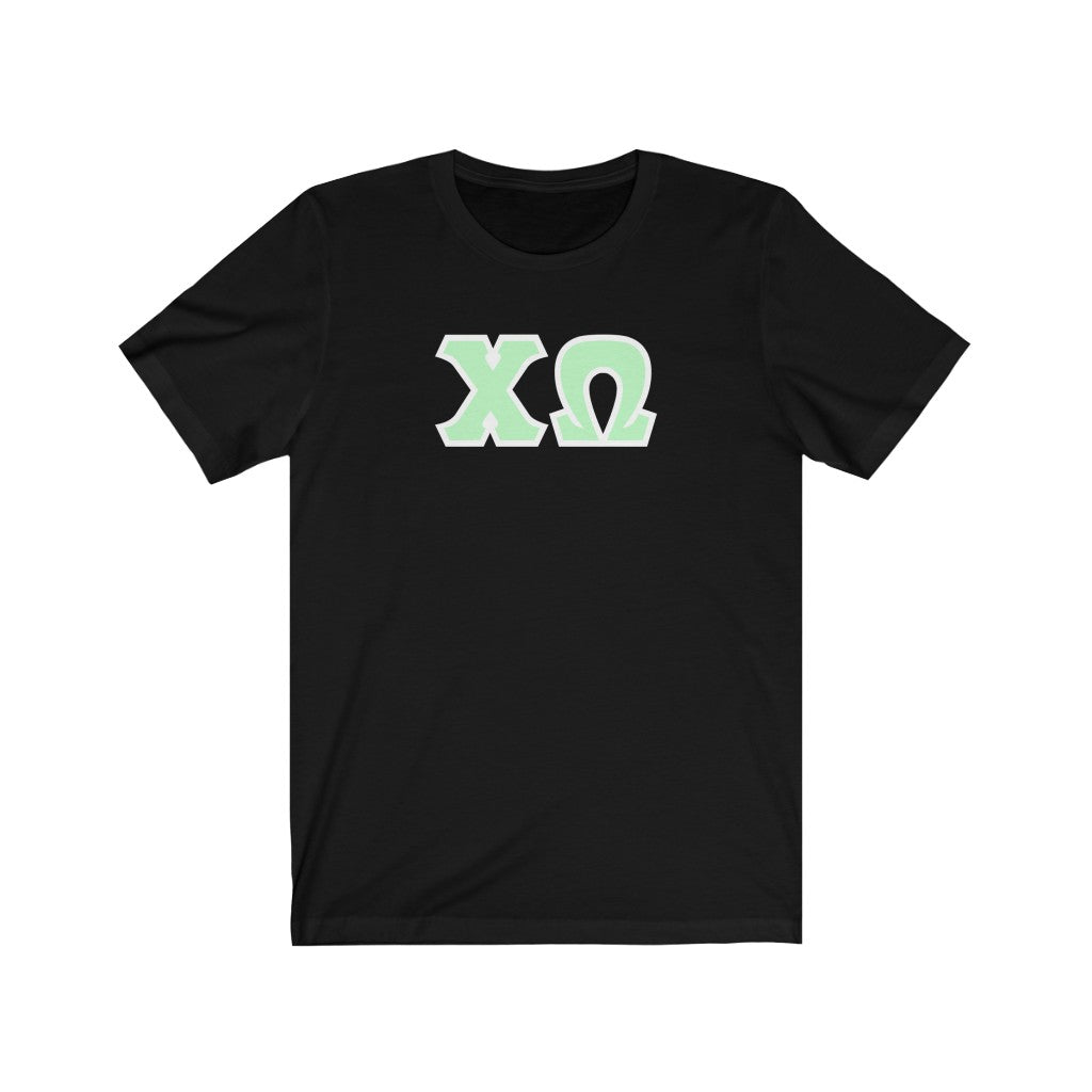 Chi Omega Printed Letters | Mint with White Border T-Shirt