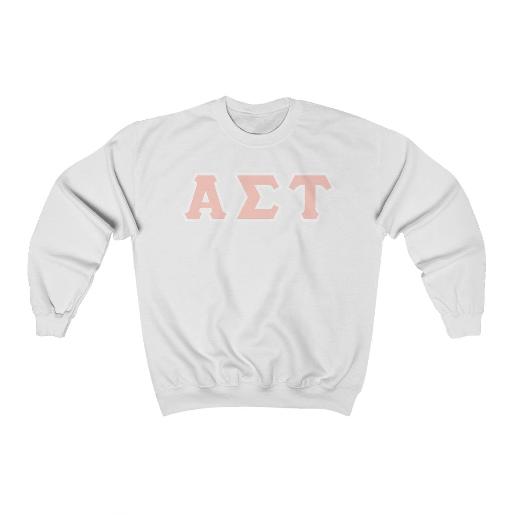 AST Printed Letters | Peach with White Border Crewnecks