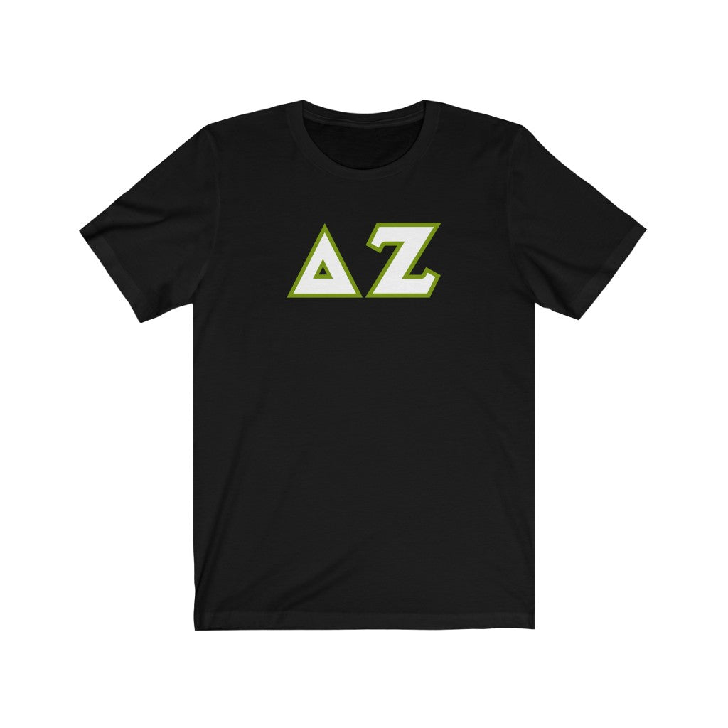 Delta Zeta Printed Letters | White & Green Border T-Shirt