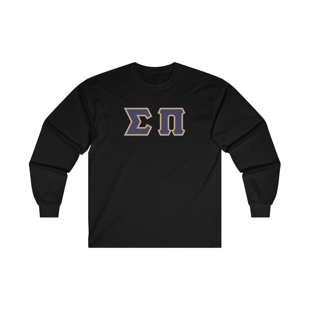Sigma Pi Printed Letter Long Sleeve | Purple with Gold Border