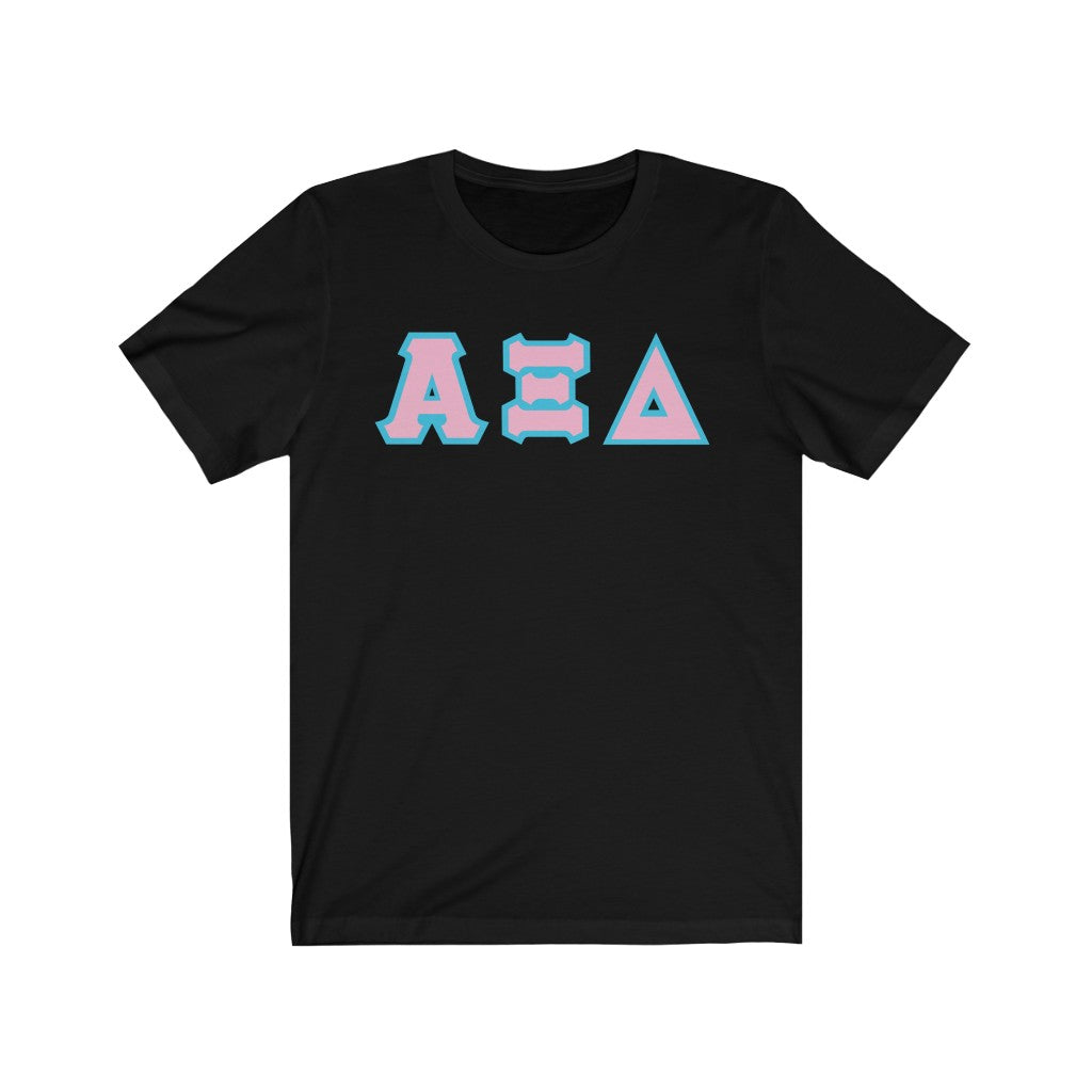 AXiD Printed Letters | Pink with Cyan Border T-Shirt