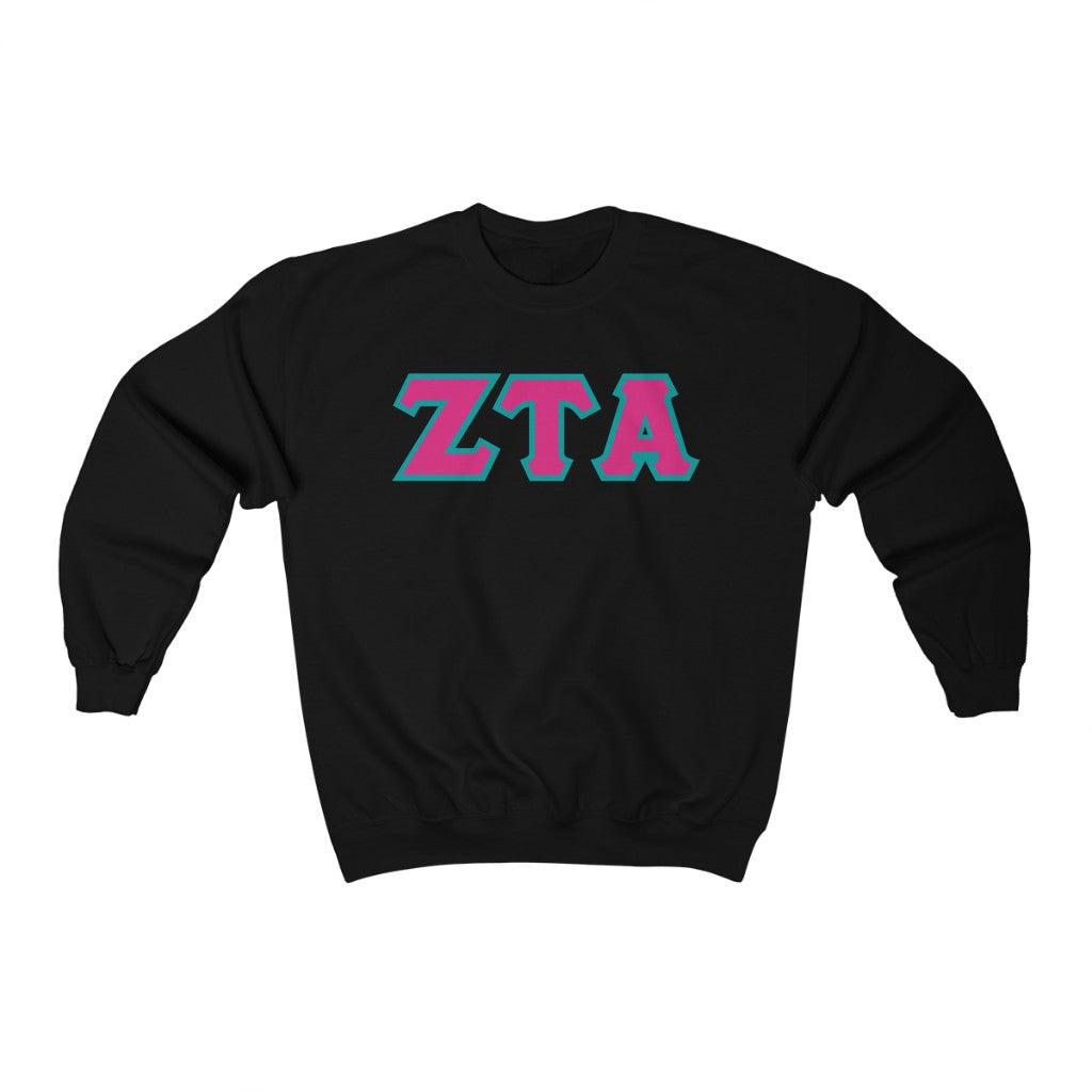ZTA Printed Letters | Hot Pink & Turquoise Border Crewneck