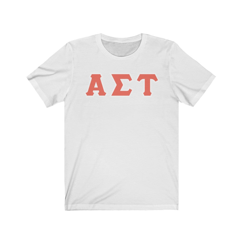 Alpha Sigma Tau Printed Letters | Bittersweet & White Border T-Shirt