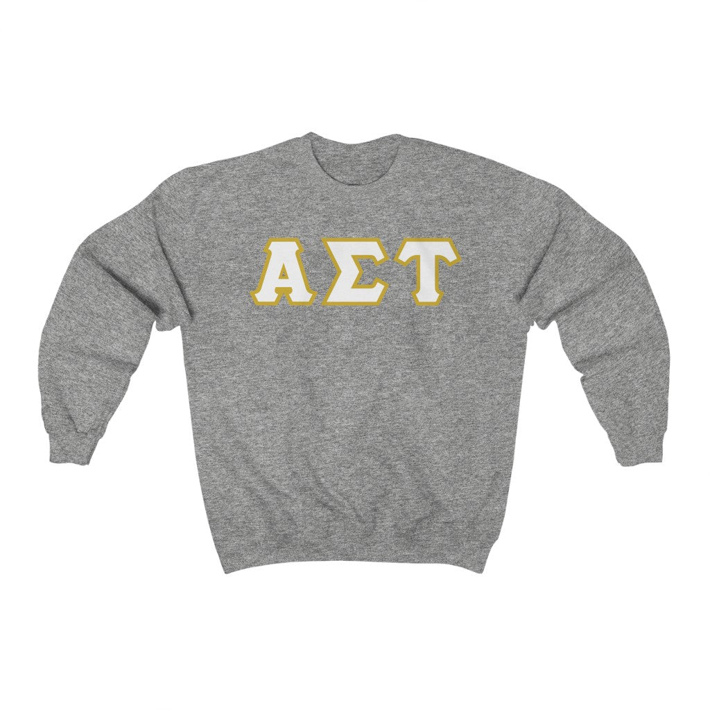 AST Printed Letters | White with Gold Border Crewnecks
