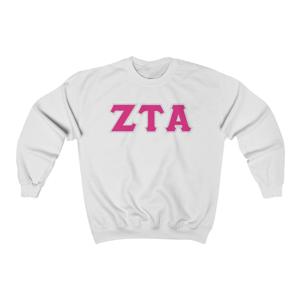 ZTA Printed Letters | Hot Pink with Grey Border Crewneck