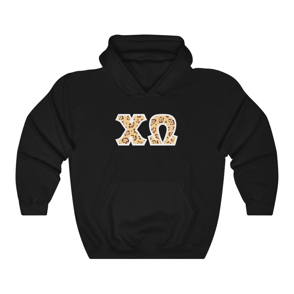 Chi Omega Printed Letters | Leopard Print Hoodie