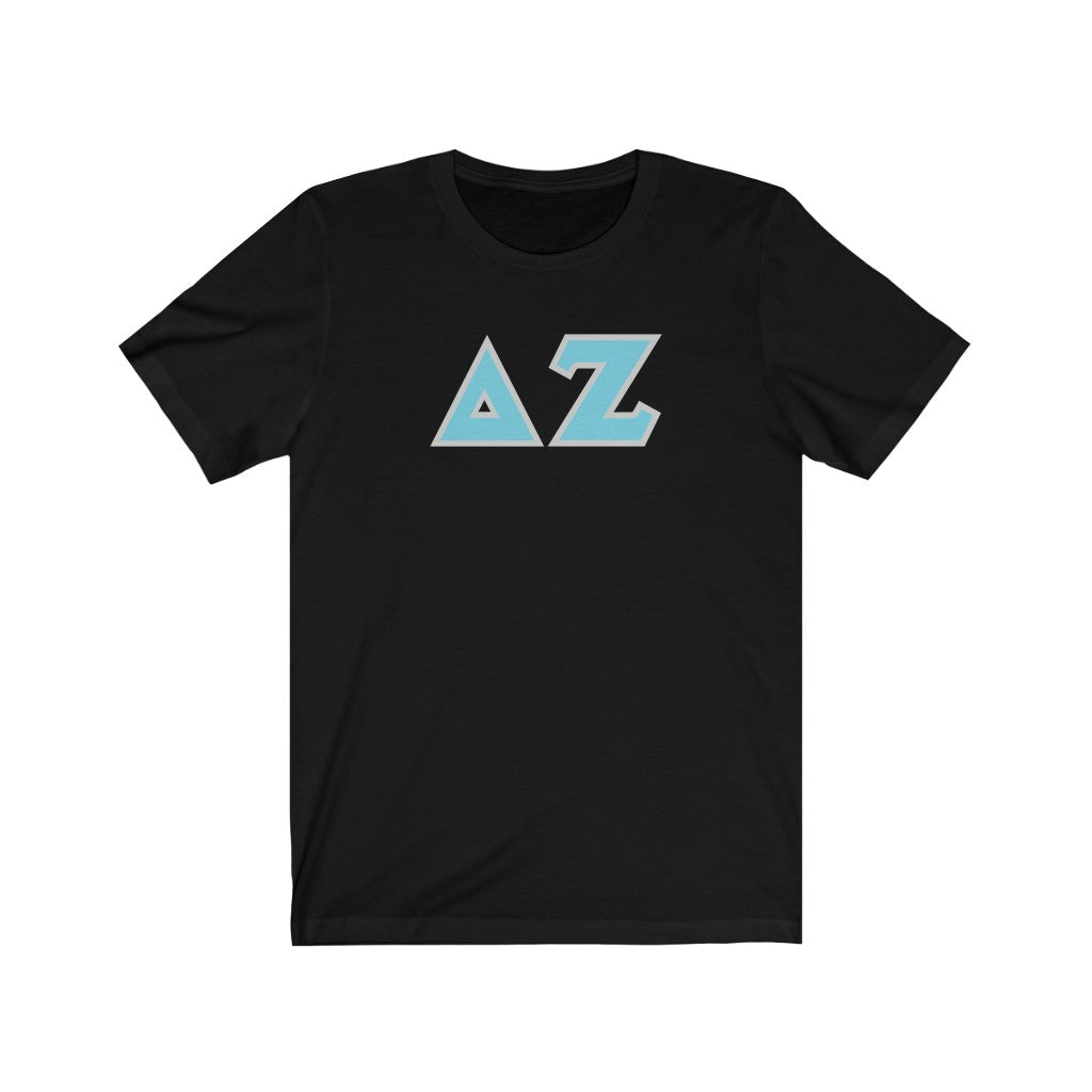 Delta Zeta Printed Letters | Cyan & Grey Border T-Shirt