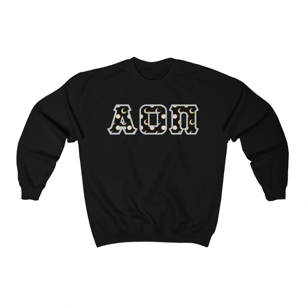 AOII Printed Letters | Sun and Moon Crewneck