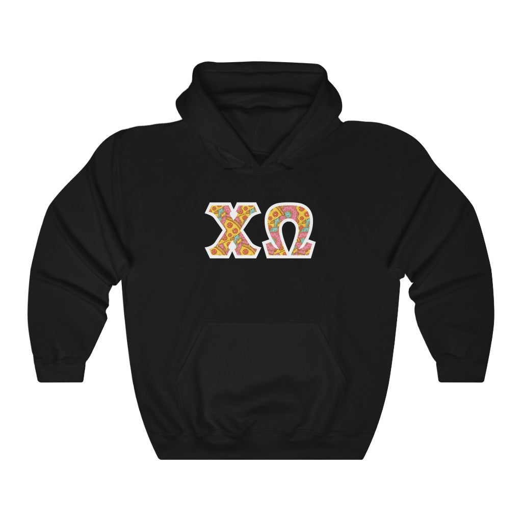 Chi Omega Printed Letters | Pizza and Donuts Hoodie
