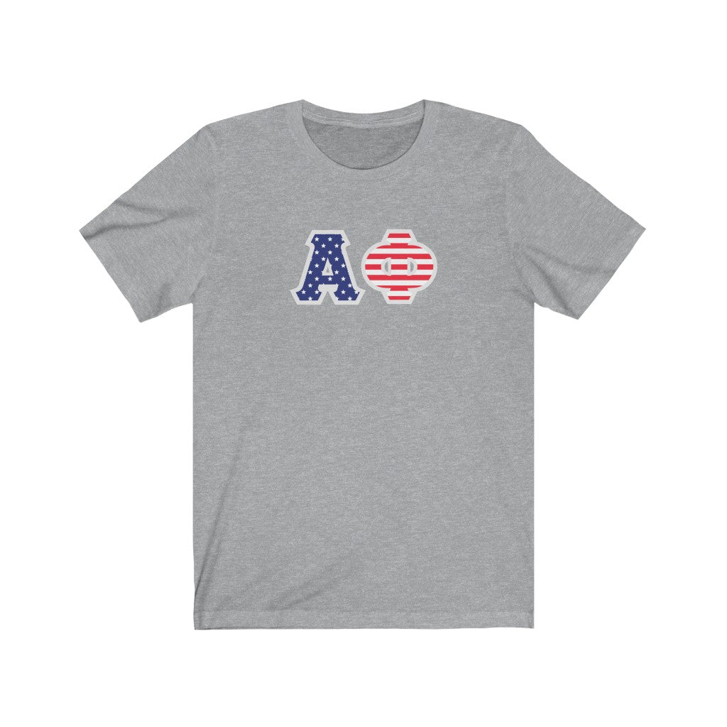 Alpha Phi Printed Letters | American Flag Pattern T-Shirt