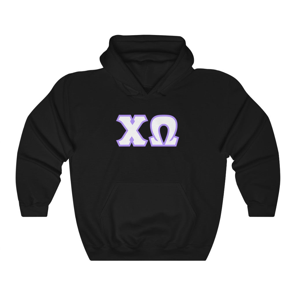 Chi Omega Printed Letters | White & Purple Border Hoodie