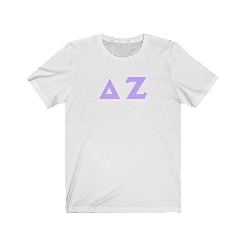 Delta Zeta Printed Letters | Violet & White Border T-Shirt
