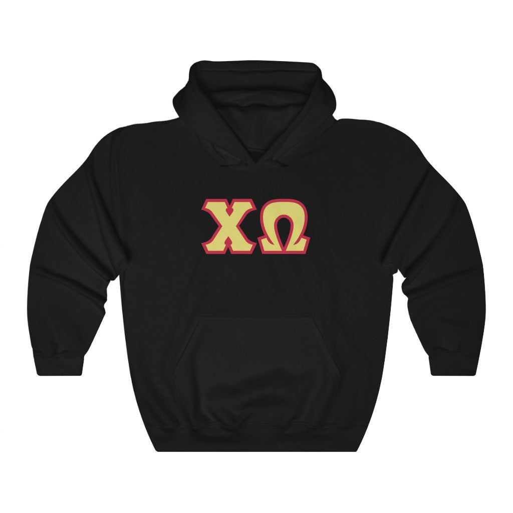 Chi Omega Print Letters | Straw & Cardinal Border Hoodie