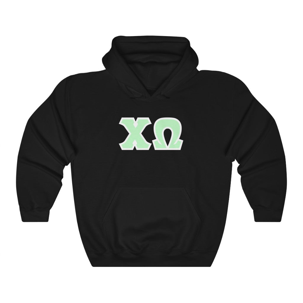 Chi Omega Printed Letters | Mint with White Border Hoodie