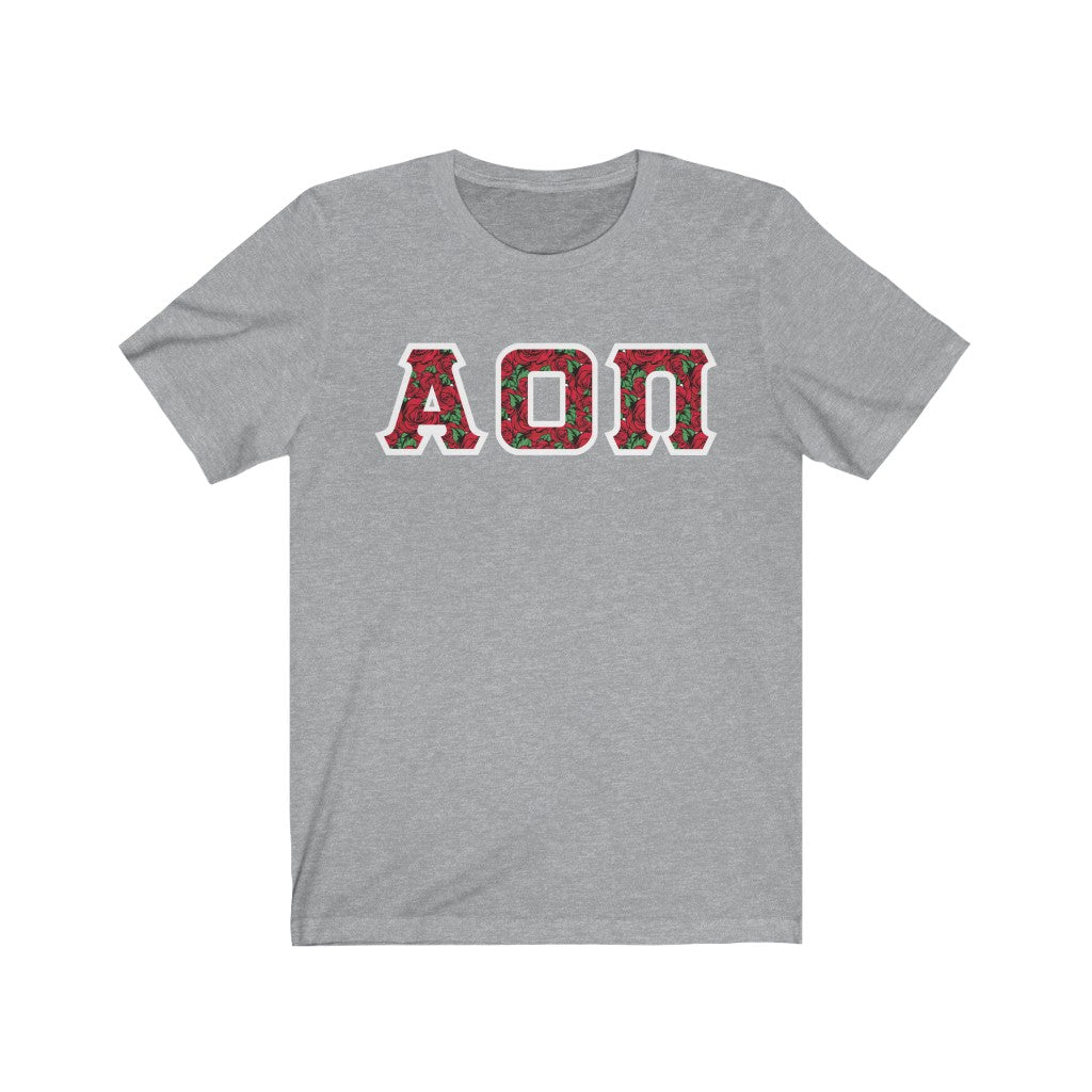 AOII Printed Letters | Roses T-Shirt