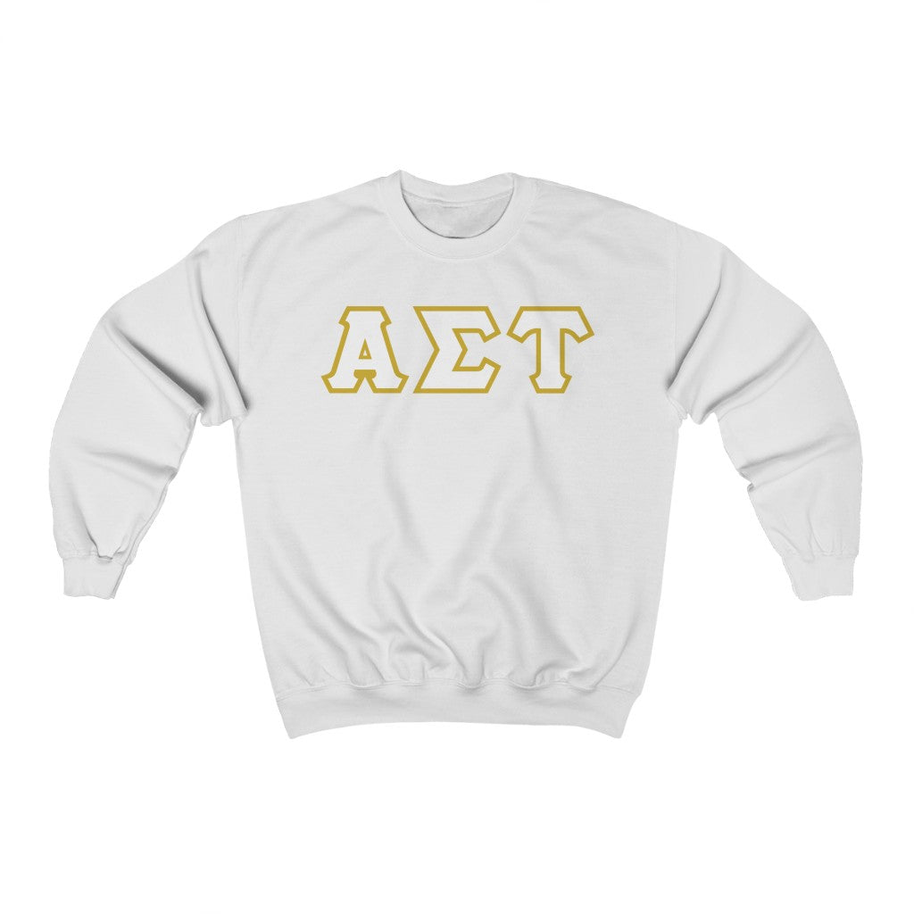 AST Printed Letters | White with Gold Border Crewnecks