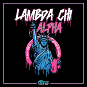 a picture of the statue of liberty with the words lambba chi alpha