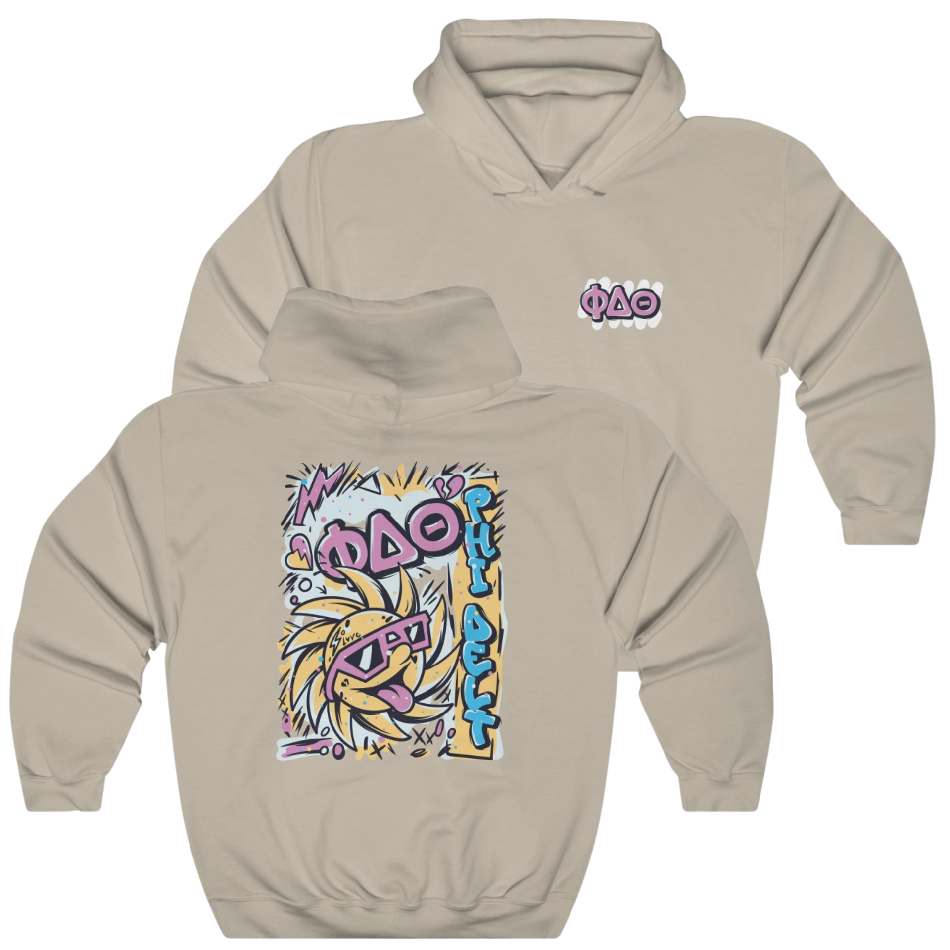 sand Phi Delta Theta Graphic Hoodie | Fun in the Sun | phi delta theta fraternity greek apparel 