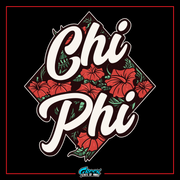 a black background with red flowers and the words chi phi