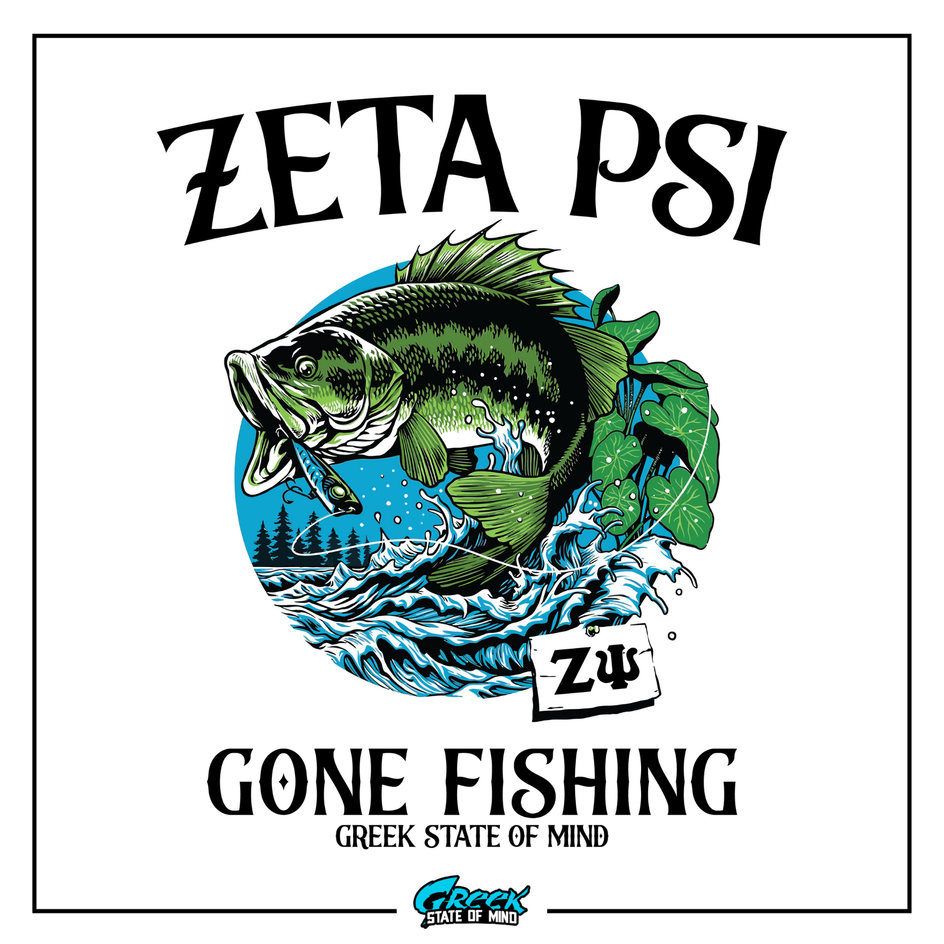 a t - shirt with a fish on it that says zetta psi gone