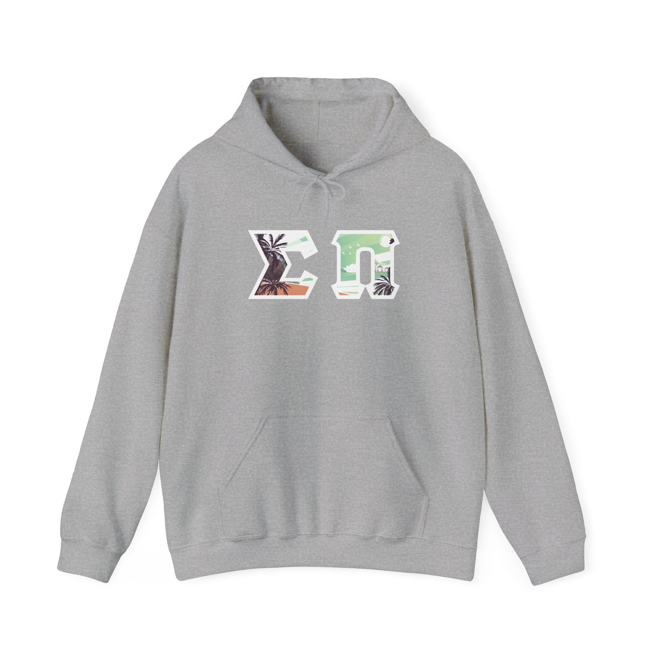 Sigma Pi Printed Letter Hoodie | Tropical Pattern