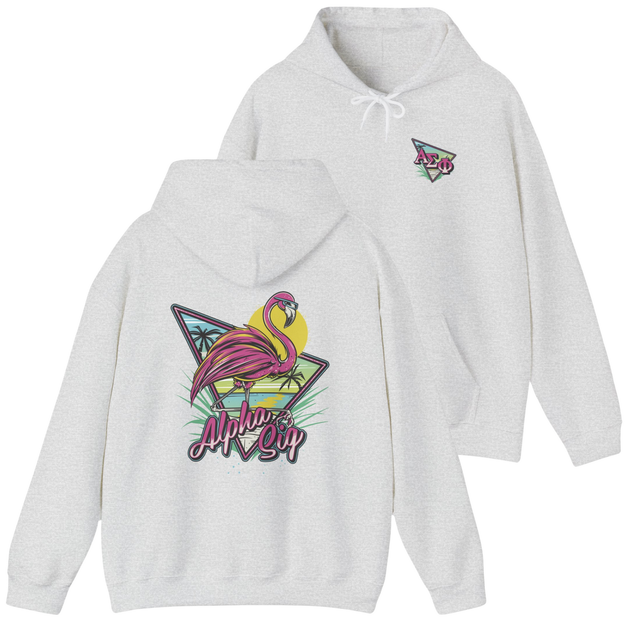 Alpha Sigma Phi Graphic Hoodie | Retro Flamingo