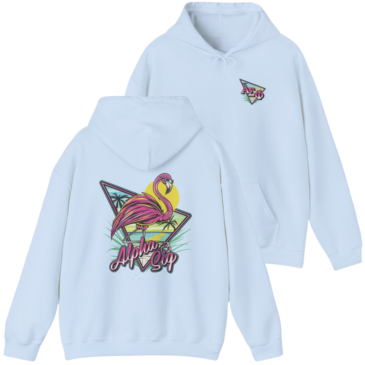 Alpha Sigma Phi Graphic Hoodie | Retro Flamingo