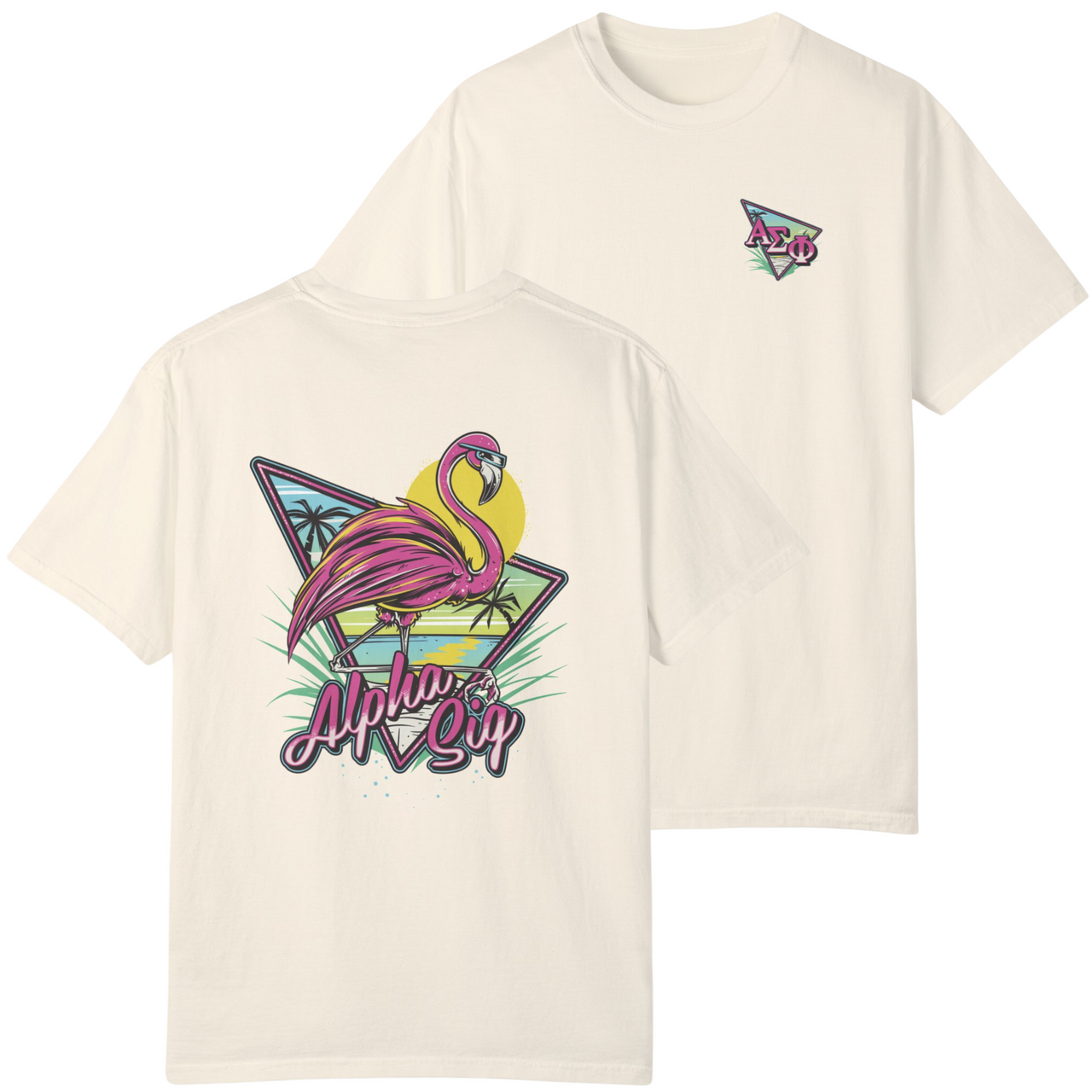 Alpha Sigma Phi Graphic T-Shirt | Retro Flamingo