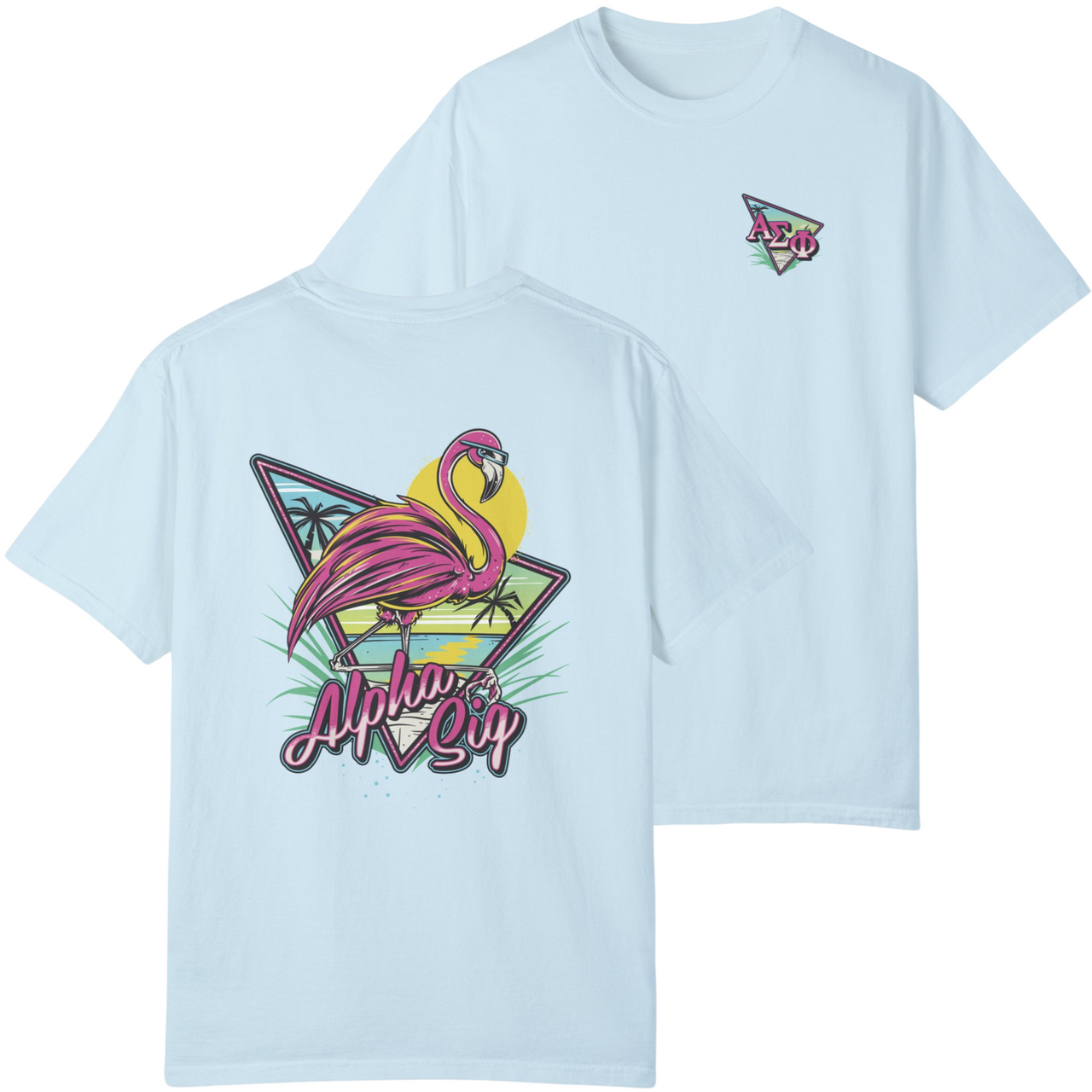 Alpha Sigma Phi Graphic T-Shirt | Retro Flamingo