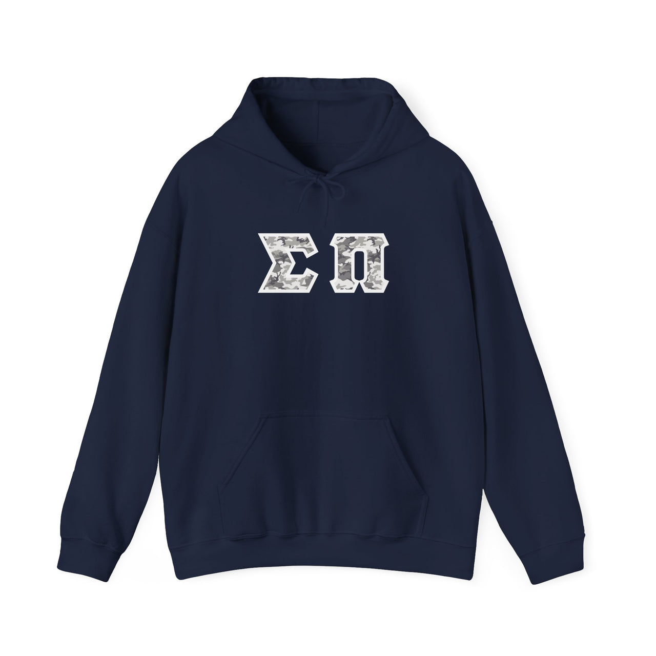 Sigma Pi Printed Letter Hoodie | Winter Camo