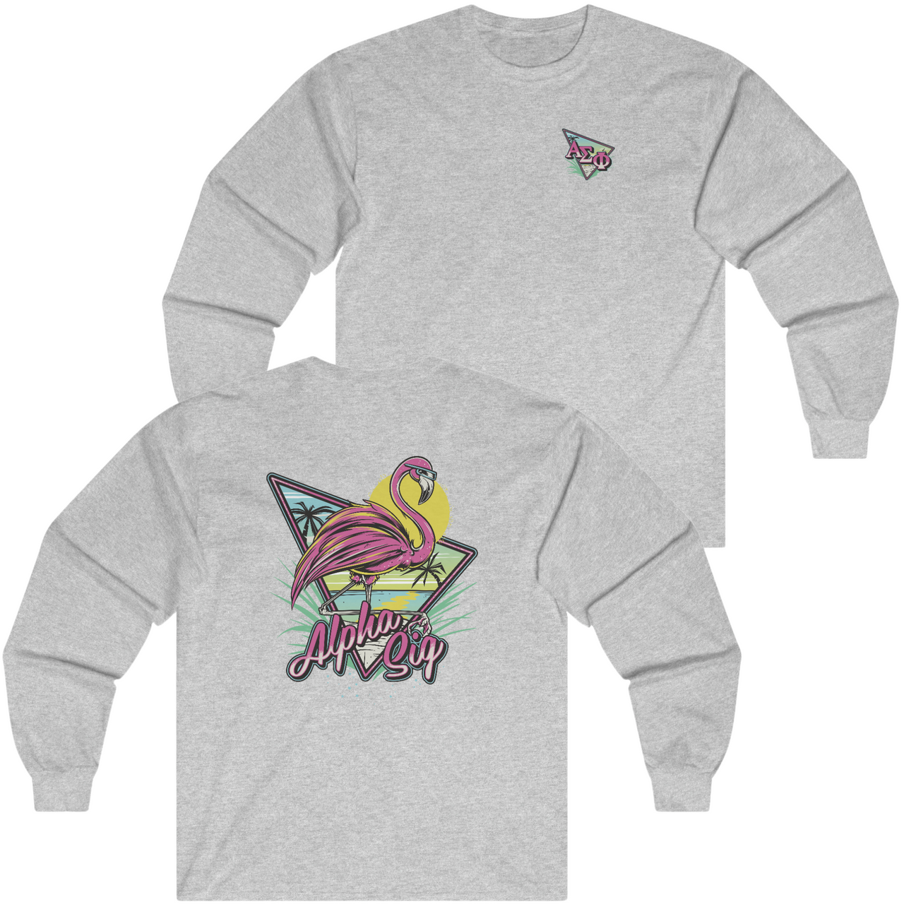 Alpha Sigma Phi Graphic Crewneck Sweatshirt | Retro Flamingo
