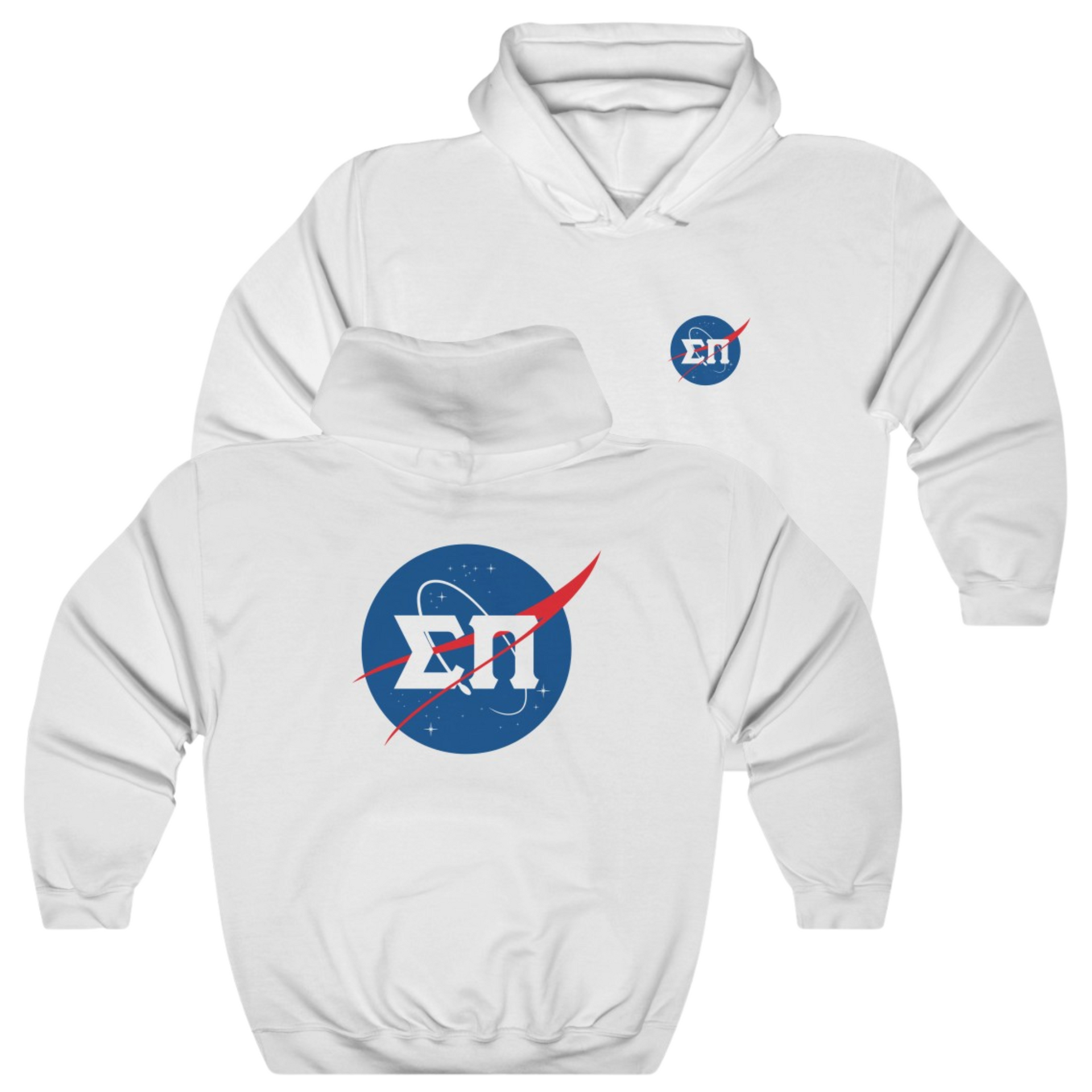 White Sigma Pi Graphic Hoodie | Nasa 2.0 | Sigma Pi Apparel and Merchandise