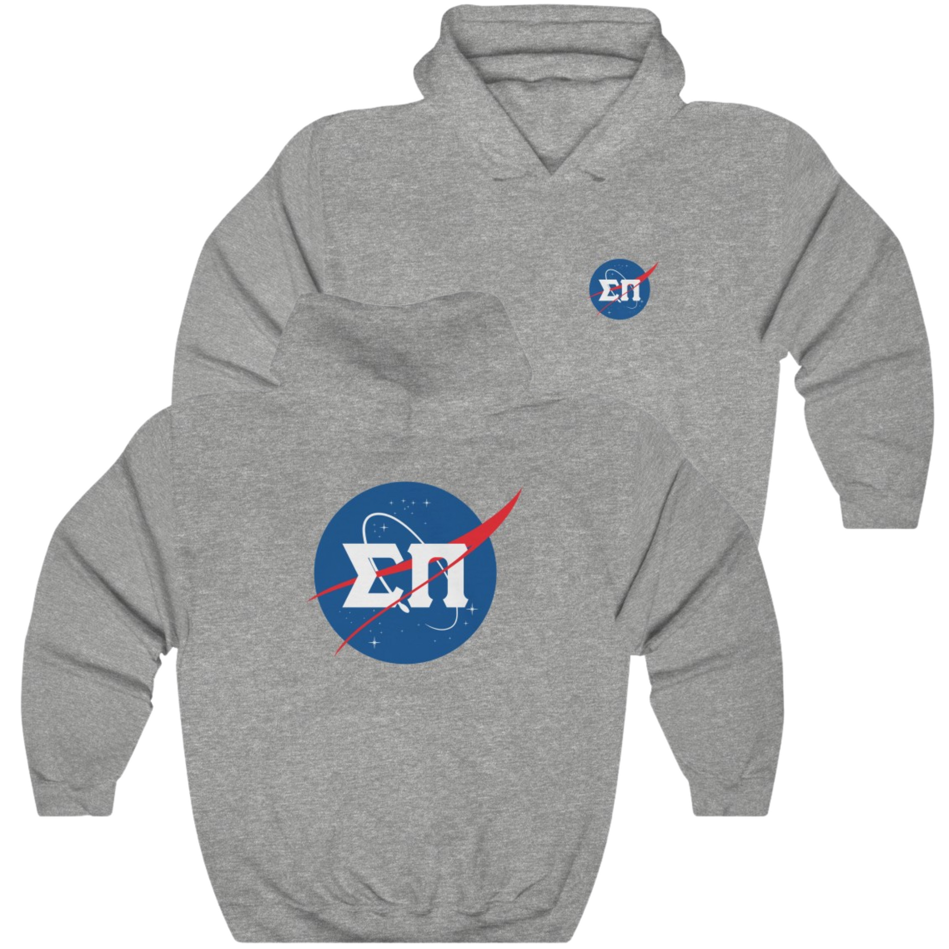 Grey Sigma Pi Graphic Hoodie | Nasa 2.0 | Sigma Pi Apparel and Merchandise