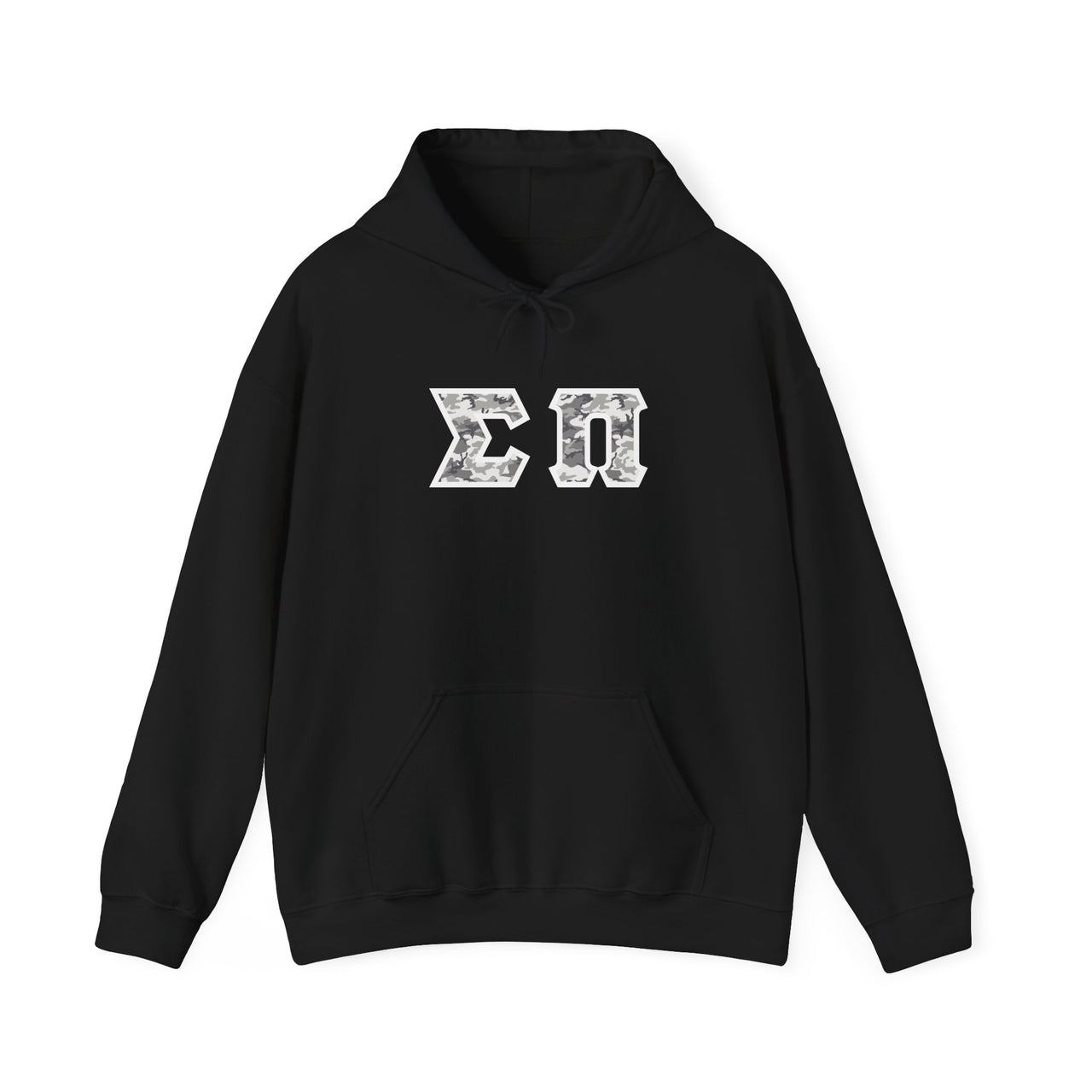 Sigma Pi Printed Letter Hoodie | Winter Camo