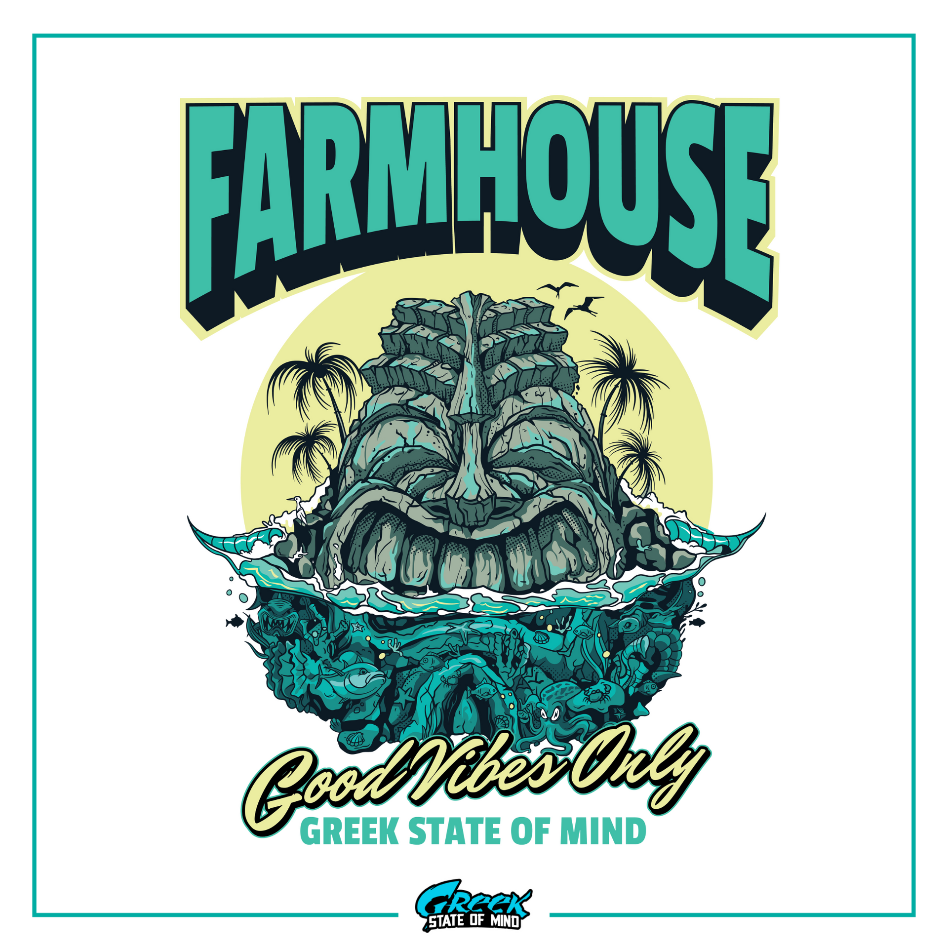 the farmhouse logo with a ship in the middle of the image