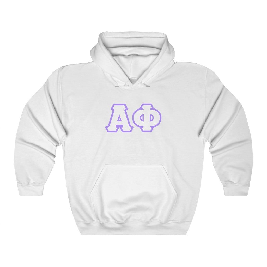 Alpha Phi Printed Letters | White & Violet Border Hoodie