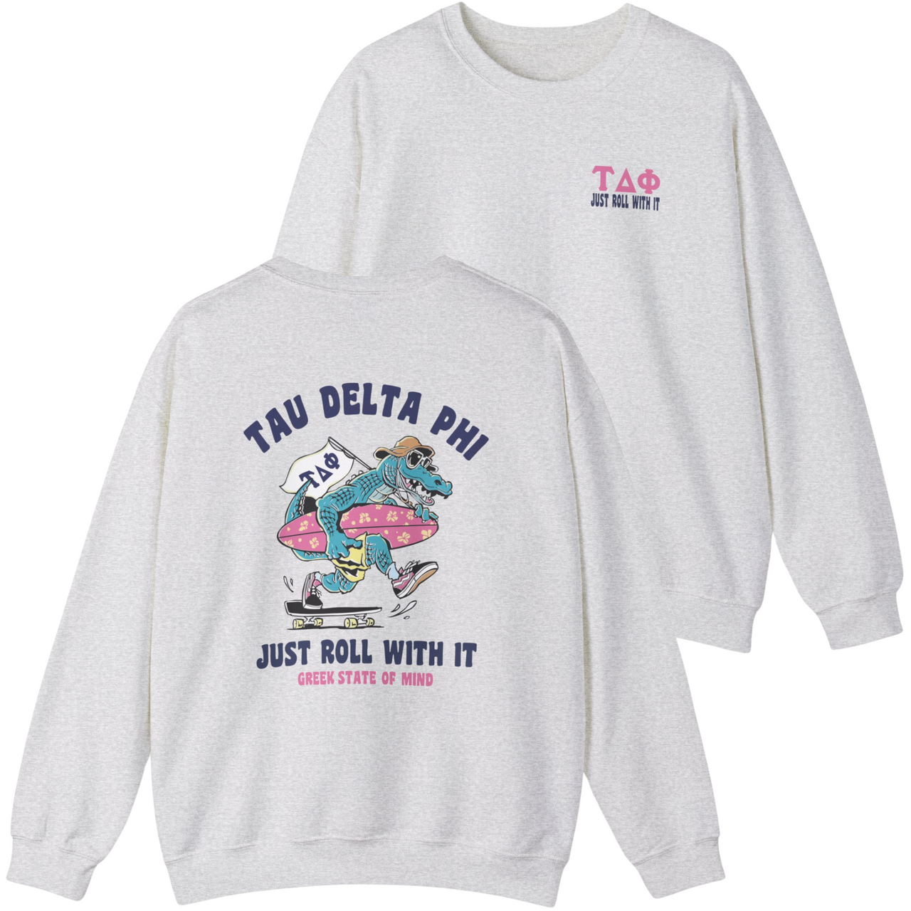Tau Delta Phi Graphic Crewneck Sweatshirt | Alligator Skater