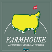 the farmhouse logo with a flag on top of it