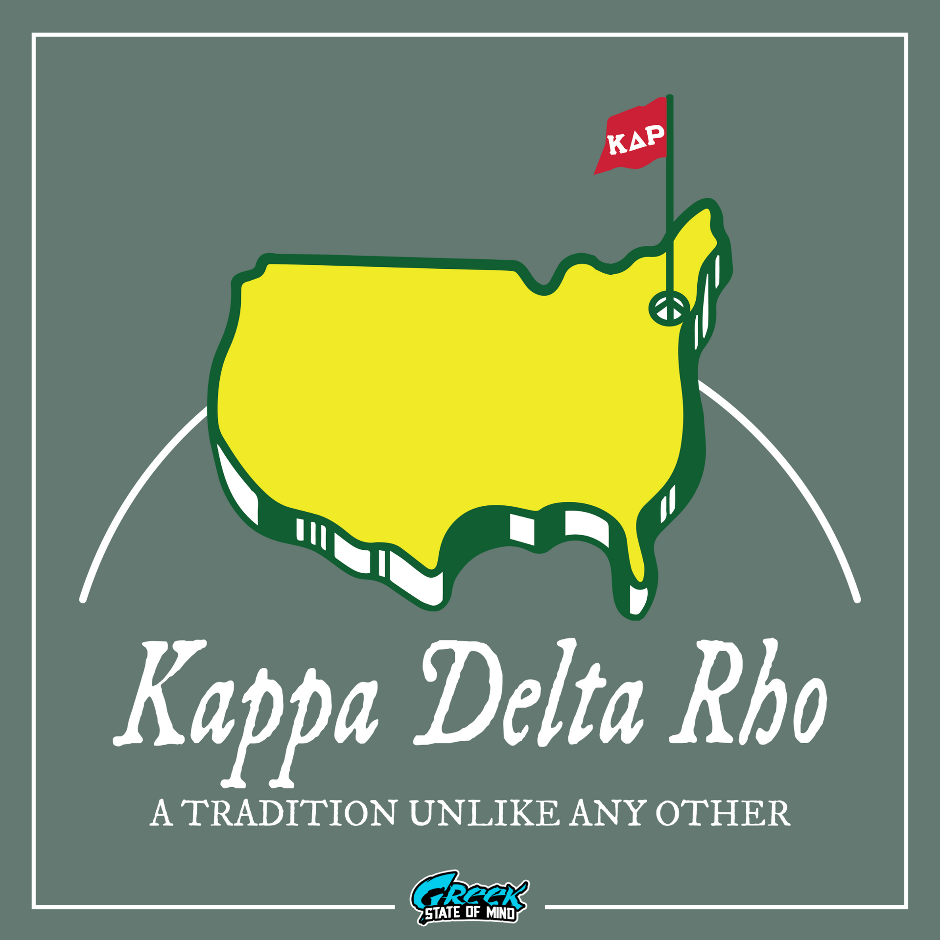 the kappa delta rho logo with a flag on it