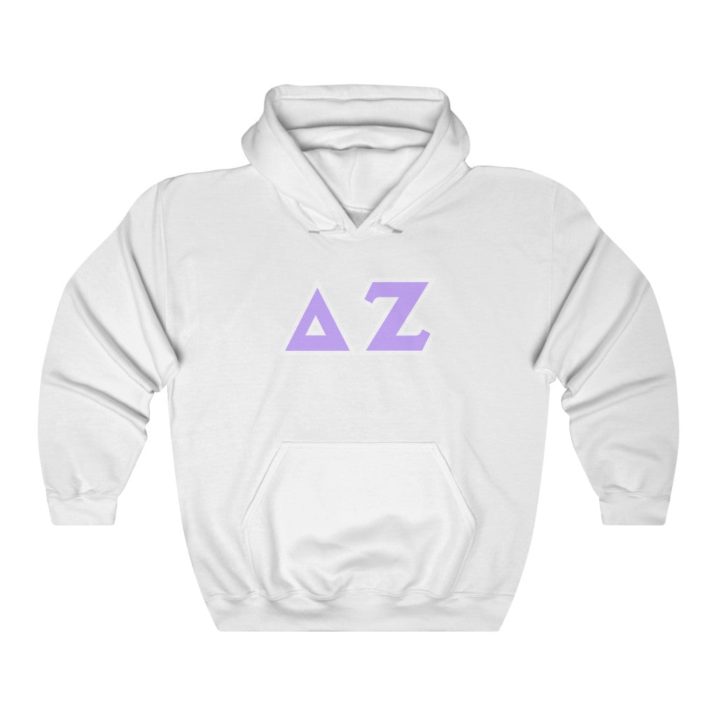 Delta Zeta Printed Letters | Violet & White Border Hoodie