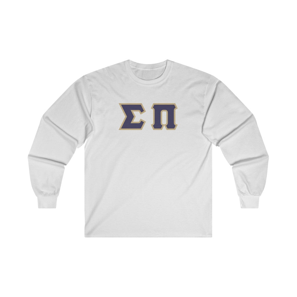 Sigma Pi Printed Letter Long Sleeve | Purple with Gold Border