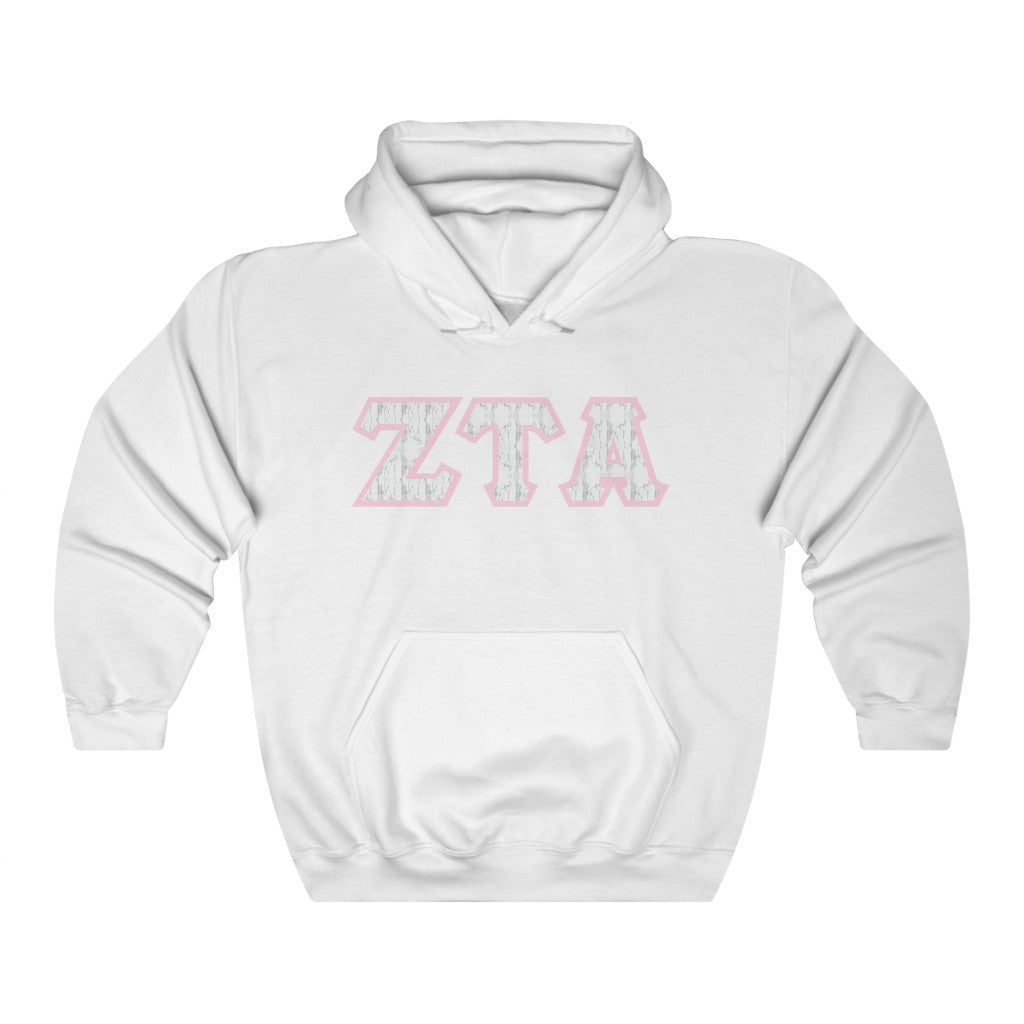 ZTA Printed Letters | Marble with Pink Border Hoodie